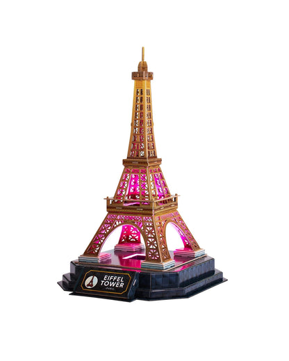 CubicFun LED Paris Eiffel Tower Night Edition 51 Piece 3D Puzzle Model Kit