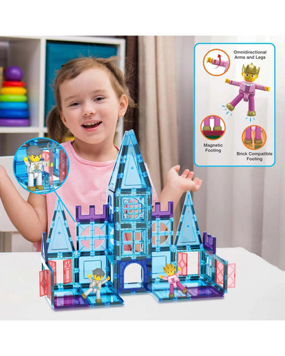 PicassoTiles Magnetic Tile Winter Ice Castle Building Set 72 Pieces