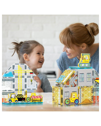 PicassoTiles Magnetic Tile Construction Adventure Building Set 45 Pieces