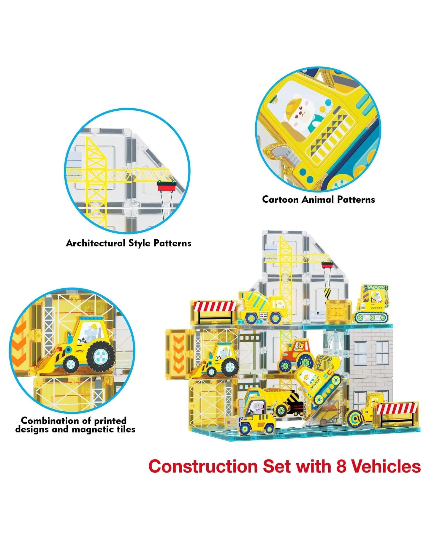 PicassoTiles Magnetic Tile Construction Adventure Building Set 45 Pieces