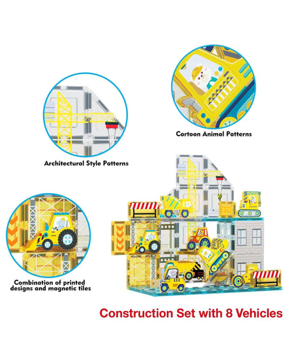 PicassoTiles Magnetic Tile Construction Adventure Building Set 45 Pieces