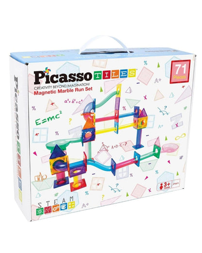 PicassoTiles 71 Piece Magnetic Marble Run Set