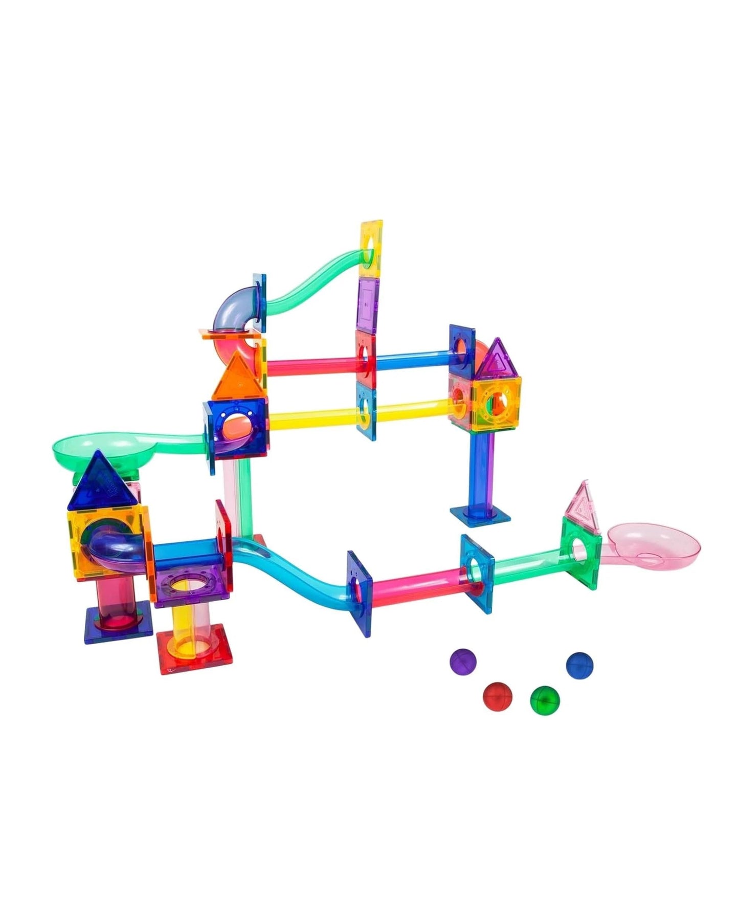 PicassoTiles 71 Piece Magnetic Marble Run Set