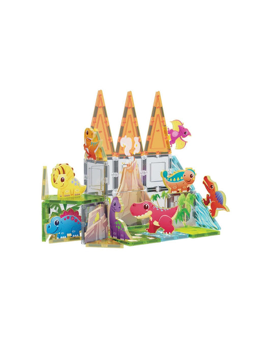 PicassoTiles 36pc Dinosaur Kids Magnetic Tile With Character Set