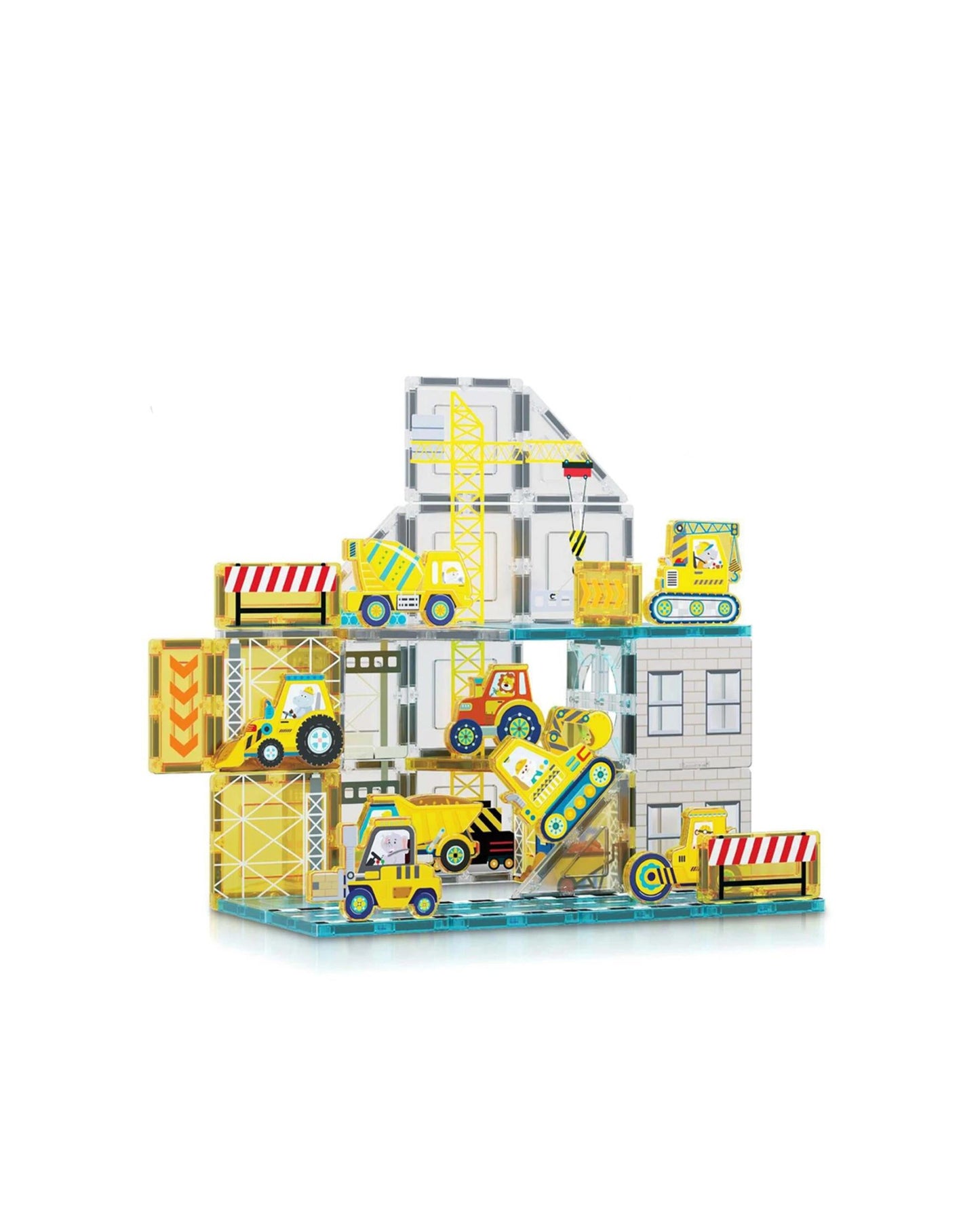 PicassoTiles Construction Kids Magnetic Tile Set With Vehicles