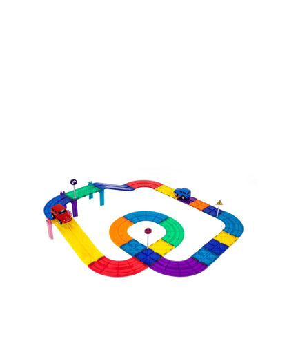 PicassoTiles 30pc Magnetic Race Car Track Kids Building Toy Set
