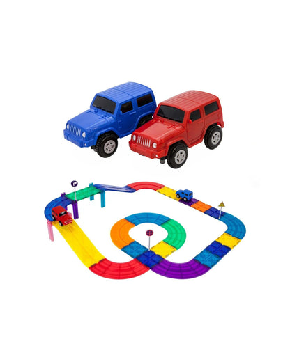 PicassoTiles 30pc Magnetic Race Car Track Kids Building Toy Set