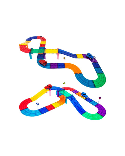 PicassoTiles 30pc Magnetic Race Car Track Kids Building Toy Set