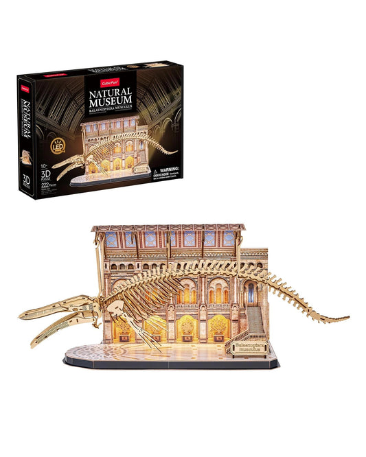 CubicFun LED Natural Museum Balaenoptera Musculus Blue Whale 222 Piece 3D Puzzle Model Kit