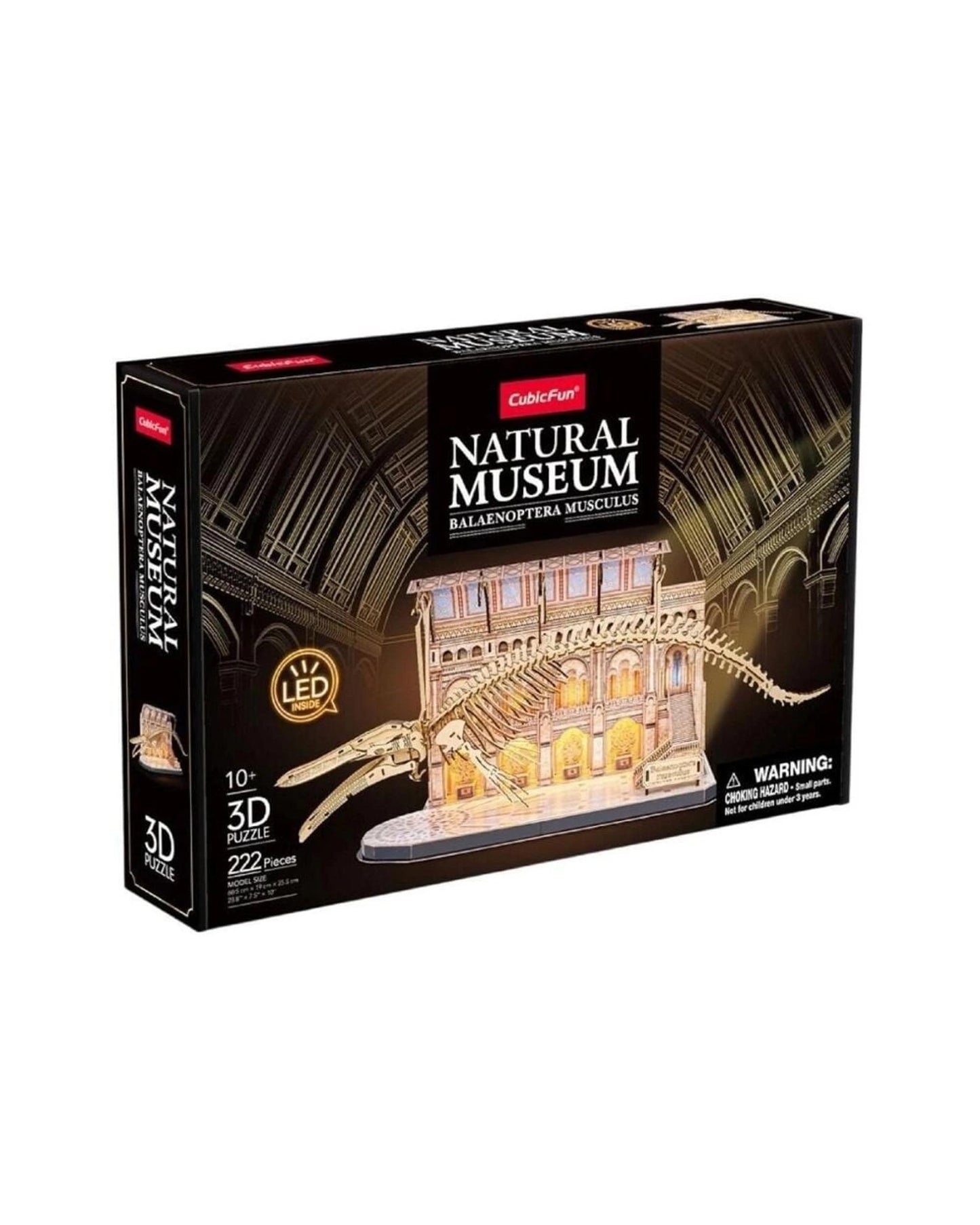 CubicFun LED Natural Museum Balaenoptera Musculus Blue Whale 222 Piece 3D Puzzle Model Kit