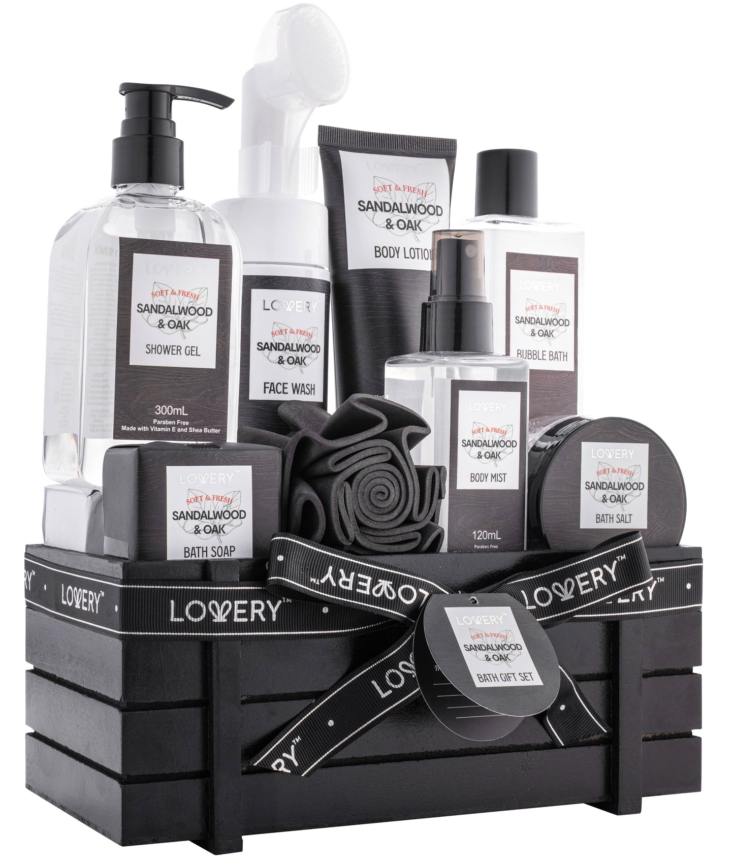Luxury Spa Kit For Men, Sandalwood Oak Scented Bath Gift Set
