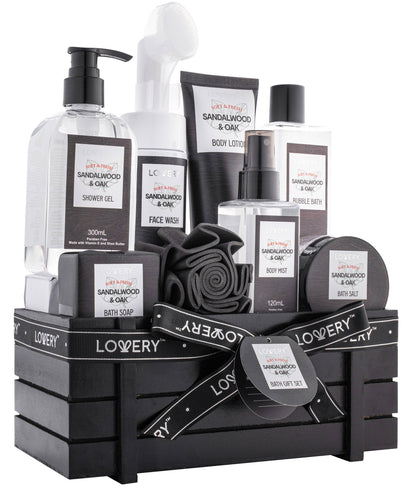 Luxury Spa Kit For Men, Sandalwood Oak Scented Bath Gift Set