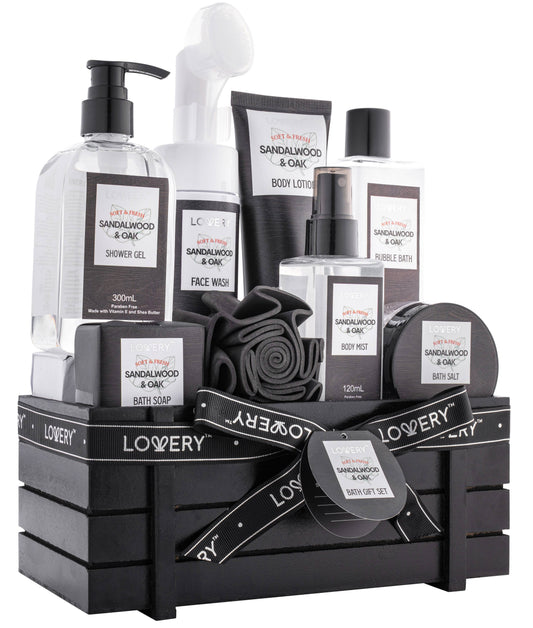 Luxury Spa Kit For Men, Sandalwood Oak Scented Bath Gift Set