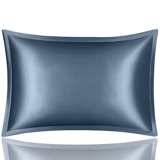 Anyhouz Pillowcase 50x90cm Blue Gray Pure Real Silk For Comfortable And Relaxing Home Bed