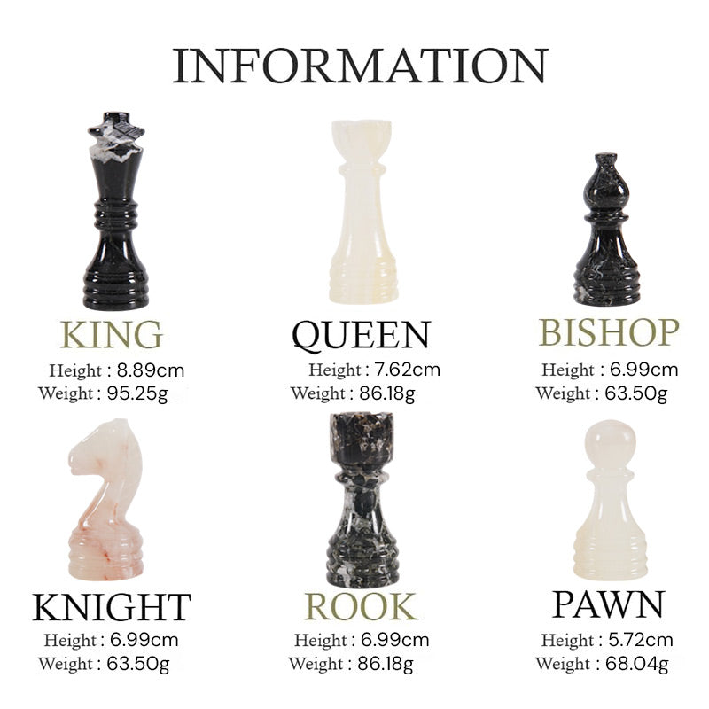 Marble Chess Set 38cm – Black Zebra & White Onyx