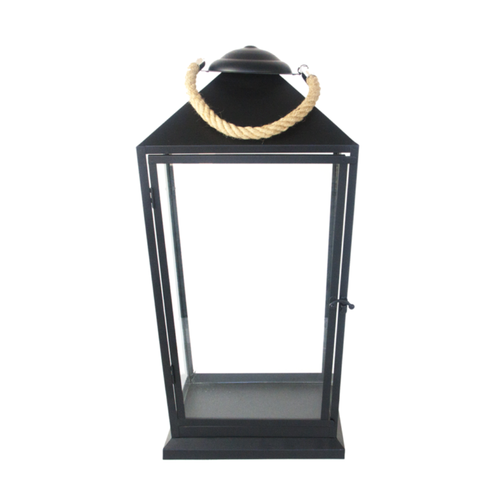 Esschert Design — Black Lantern w/ Hanging Rope · Large 1