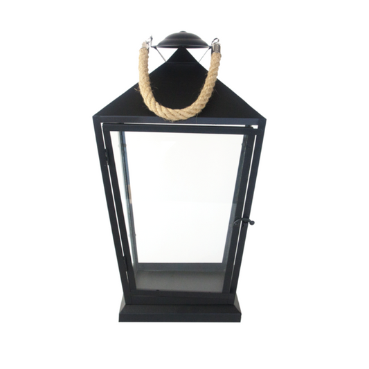 Esschert Design — Black Lantern w/ Hanging Rope · Medium 1