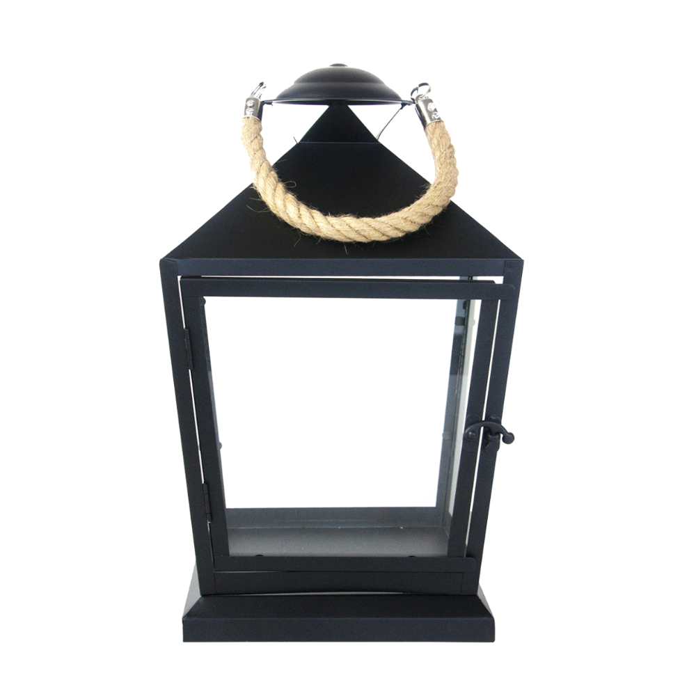 Esschert Design — Black Lantern w/ Hanging Rope · Small 1