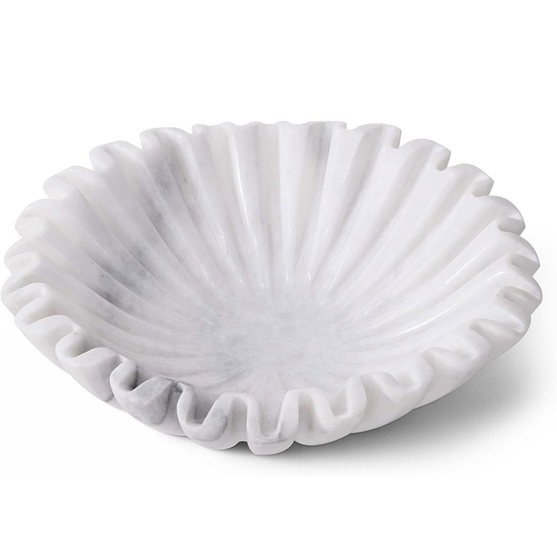 Marble Ruffle Fruit Bowl (White)