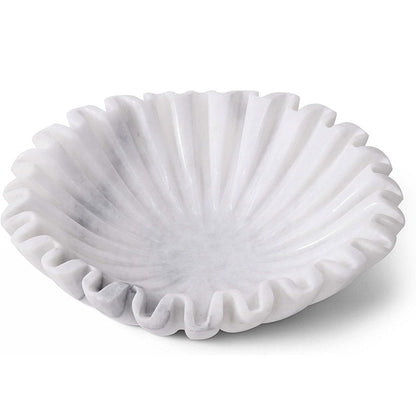 Marble Ruffle Fruit Bowl (White)