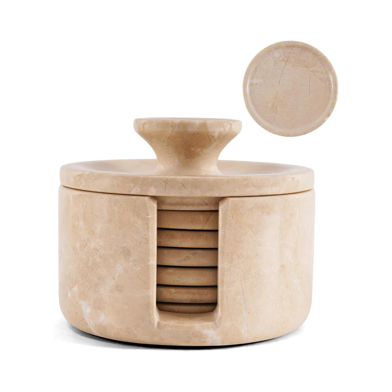 Marble Coaster Set - Round with Cap