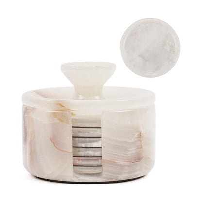 Marble Coaster Set - Round with Cap
