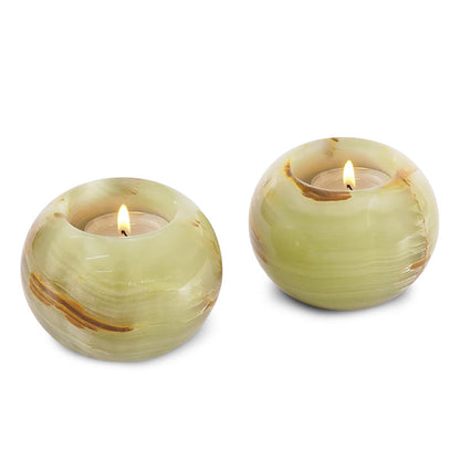 Marble Tealight Candle Holder - Set of 2 (Green)