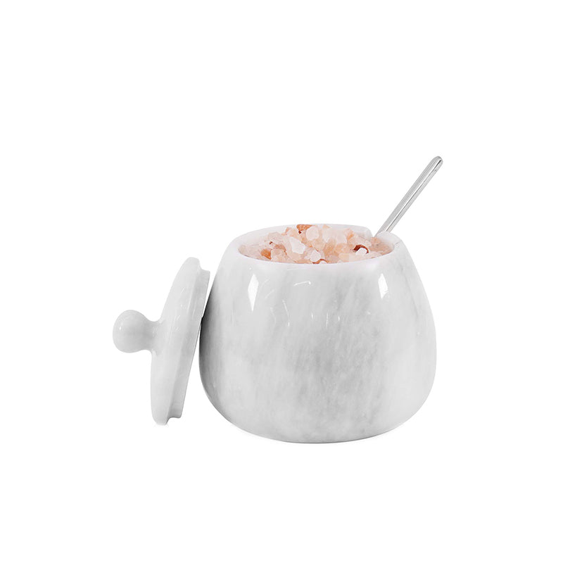 Marble Salt Cellar with Spoon Bell Design Big