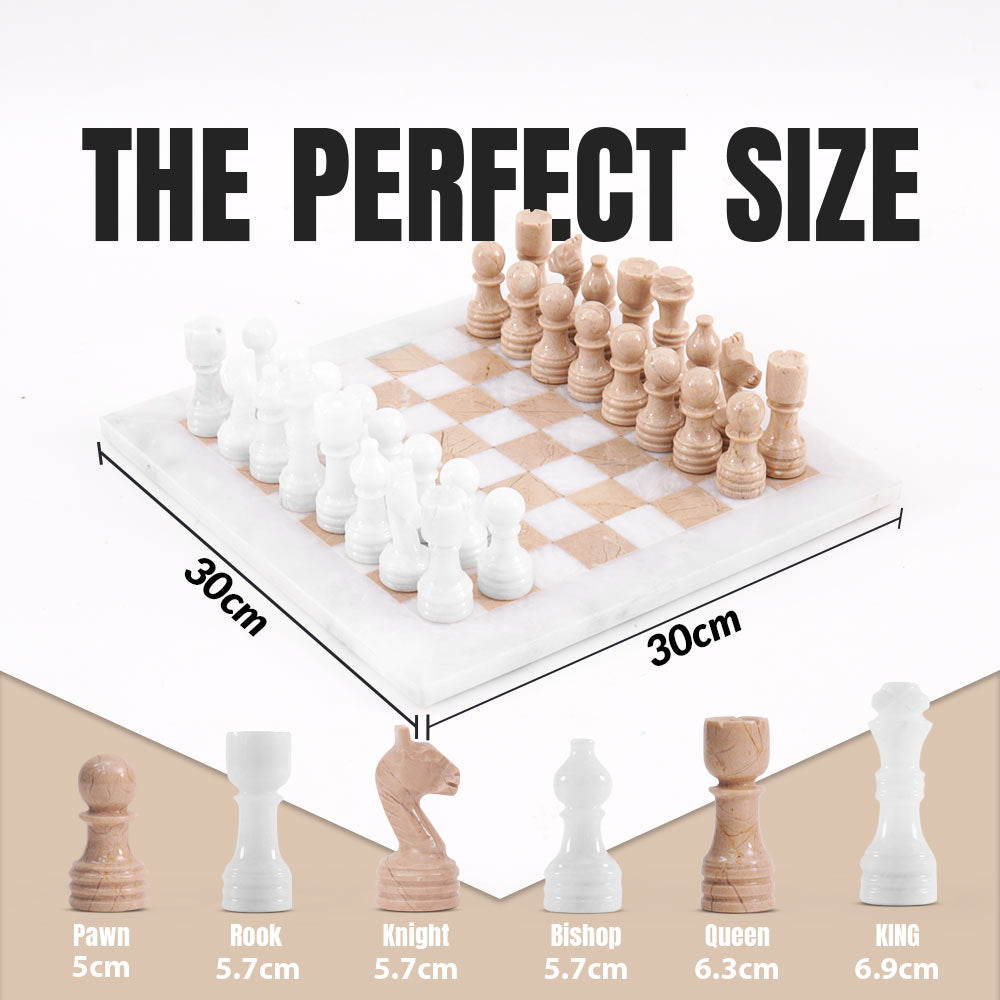 Marble Chess Set 30cm – Verona & White