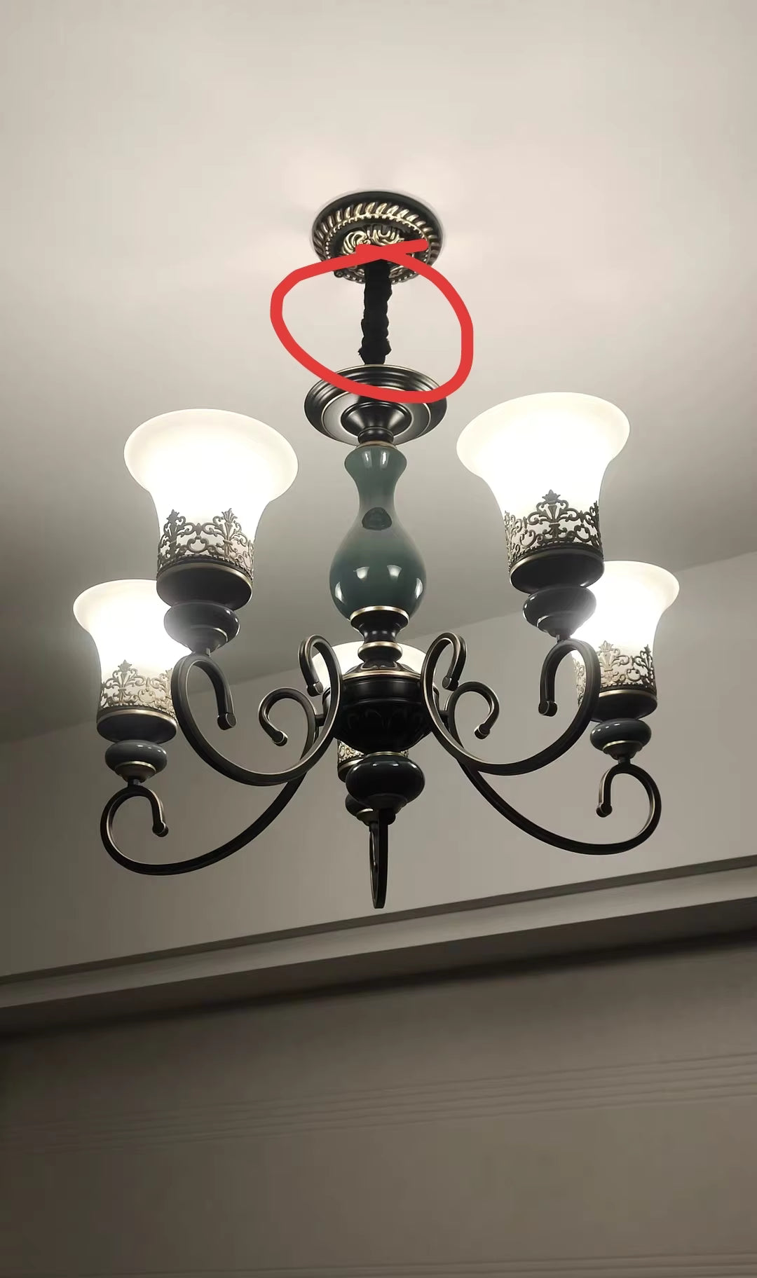 Customer install — European Vintage Flush Mount Chandelier