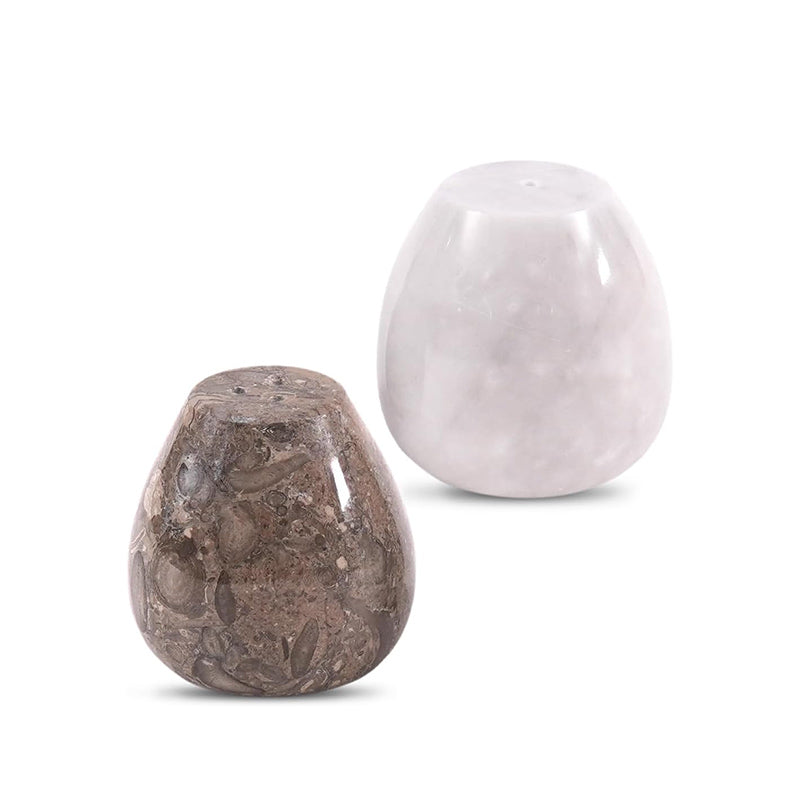 Marble Salt and Pepper Egg Shape Set of 2
