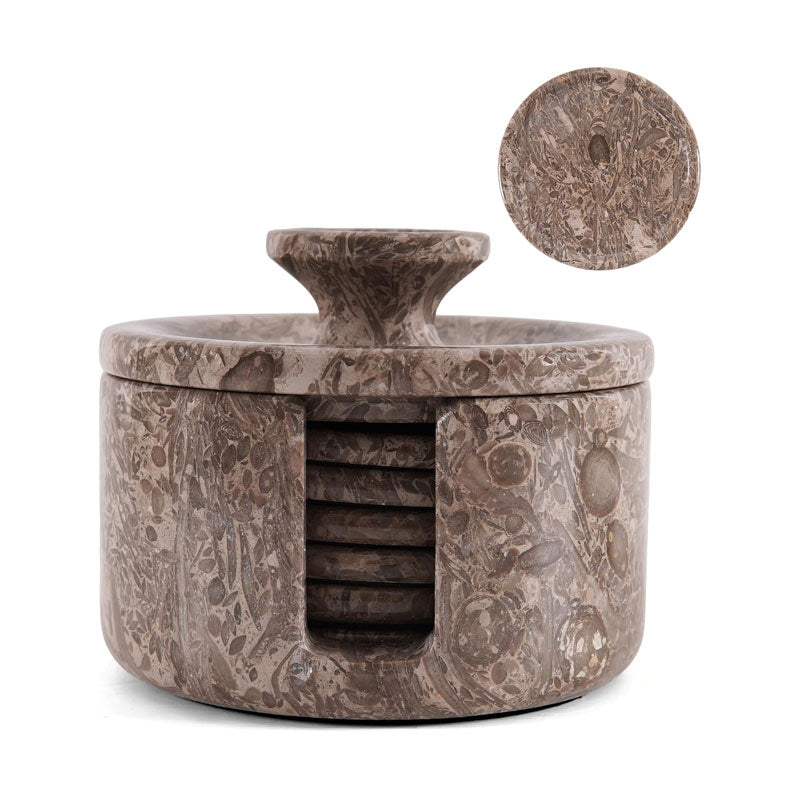 Marble Coaster Set - Round with Cap