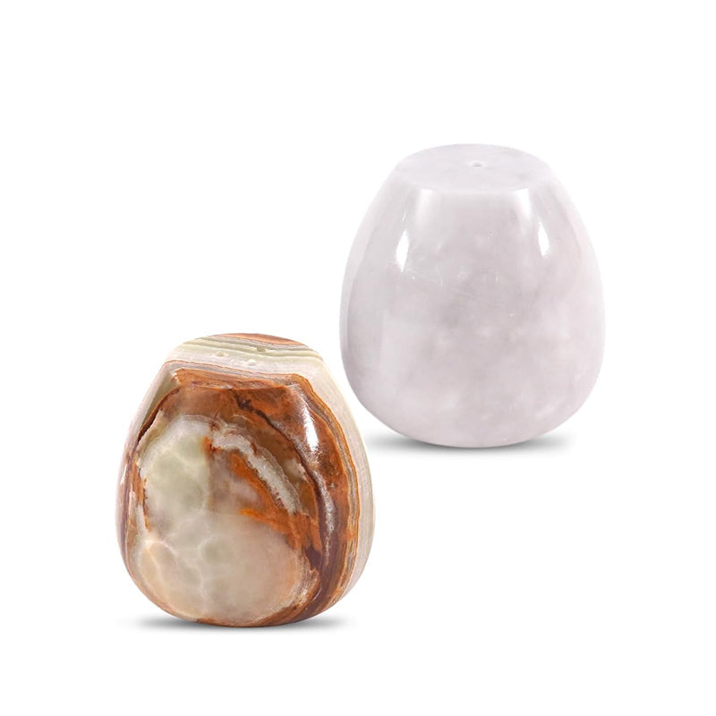 Marble Salt and Pepper Egg Shape Set of 2