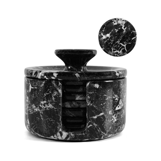 Marble Coaster Set - Round with Cap