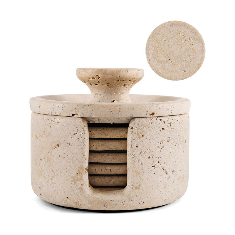 Marble Coaster Set - Round with Cap