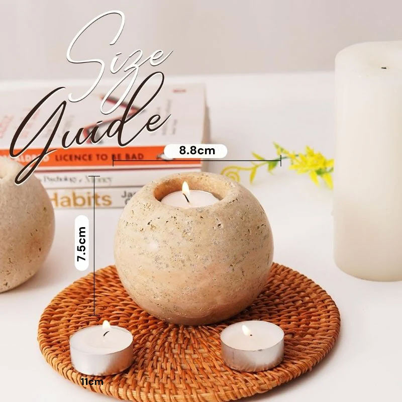 Marble Tealight Candle Holder - Set of 2 (Travertine)