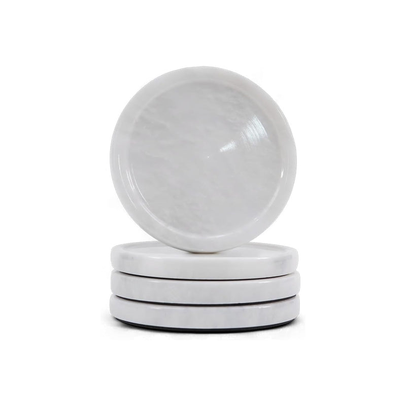 Marble Coaster Plates - Depth Design - Set of 4