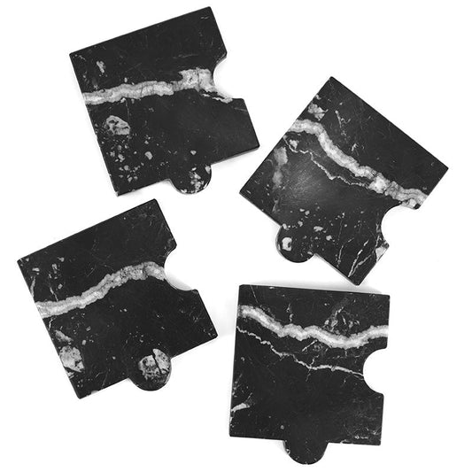 Marble Puzzle Coaster Plates - Set of 4