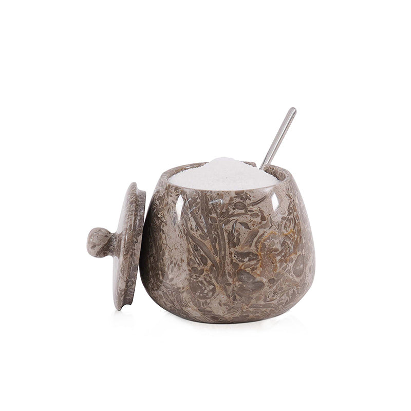 Marble Salt Cellar with Spoon Bell Design Big