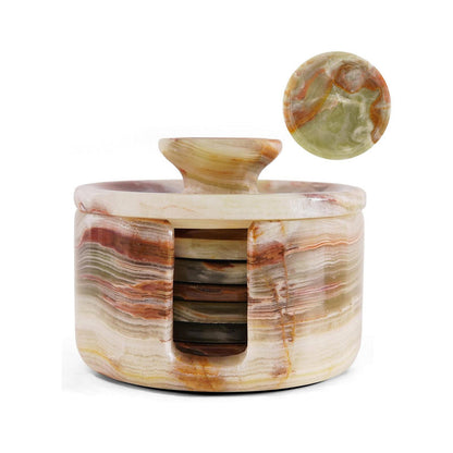 Marble Coaster Set - Round with Cap