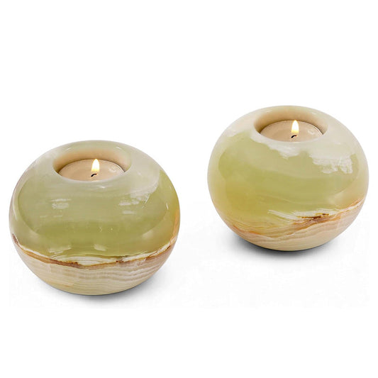 Marble Tealight Candle Holder - Set of 2 (Green)
