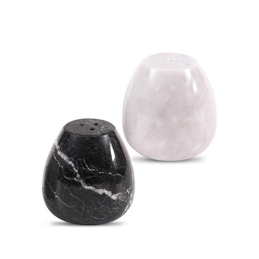 Marble Salt and Pepper Egg Shape Set of 2