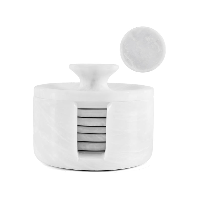 Marble Coaster Set - Round with Cap