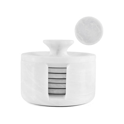 Marble Coaster Set - Round with Cap