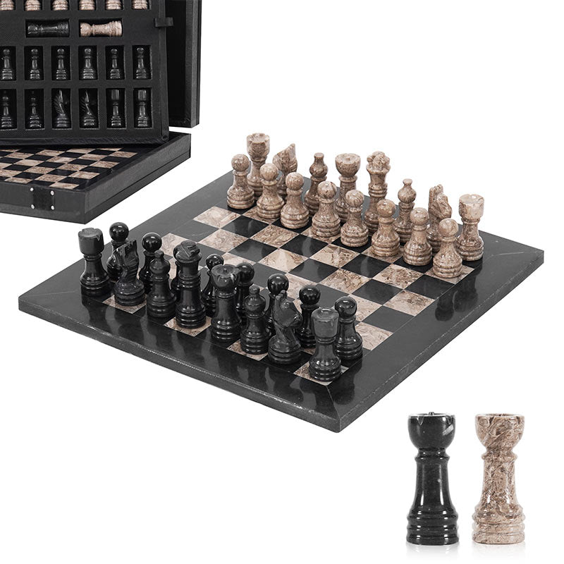 Marble Chess Set 25cm – Black & Oceanic
