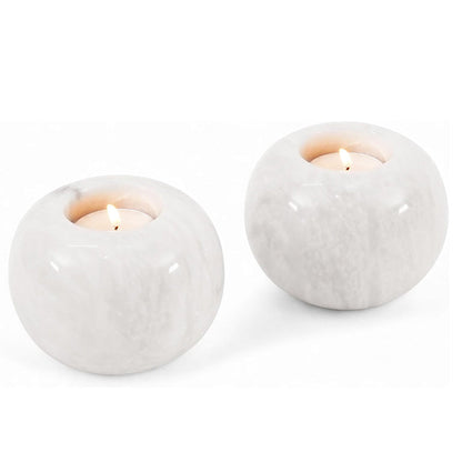 Marble Tealight Candle Holder - Set of 2 (White)