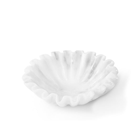 Marble Ruffle Fruit Bowl (White)