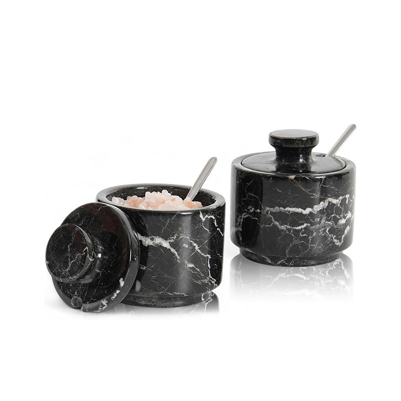 Marble Salt Candy set of 2 with small spoons