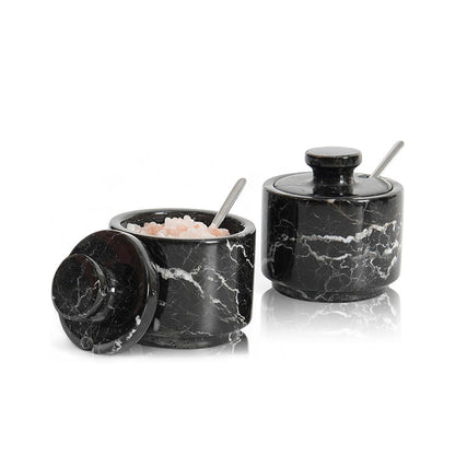 Marble Salt Candy set of 2 with small spoons