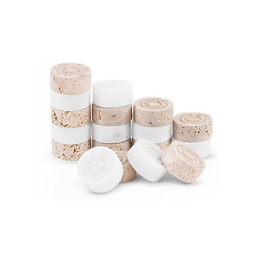 Marble Checkers Figures - White and Travertine